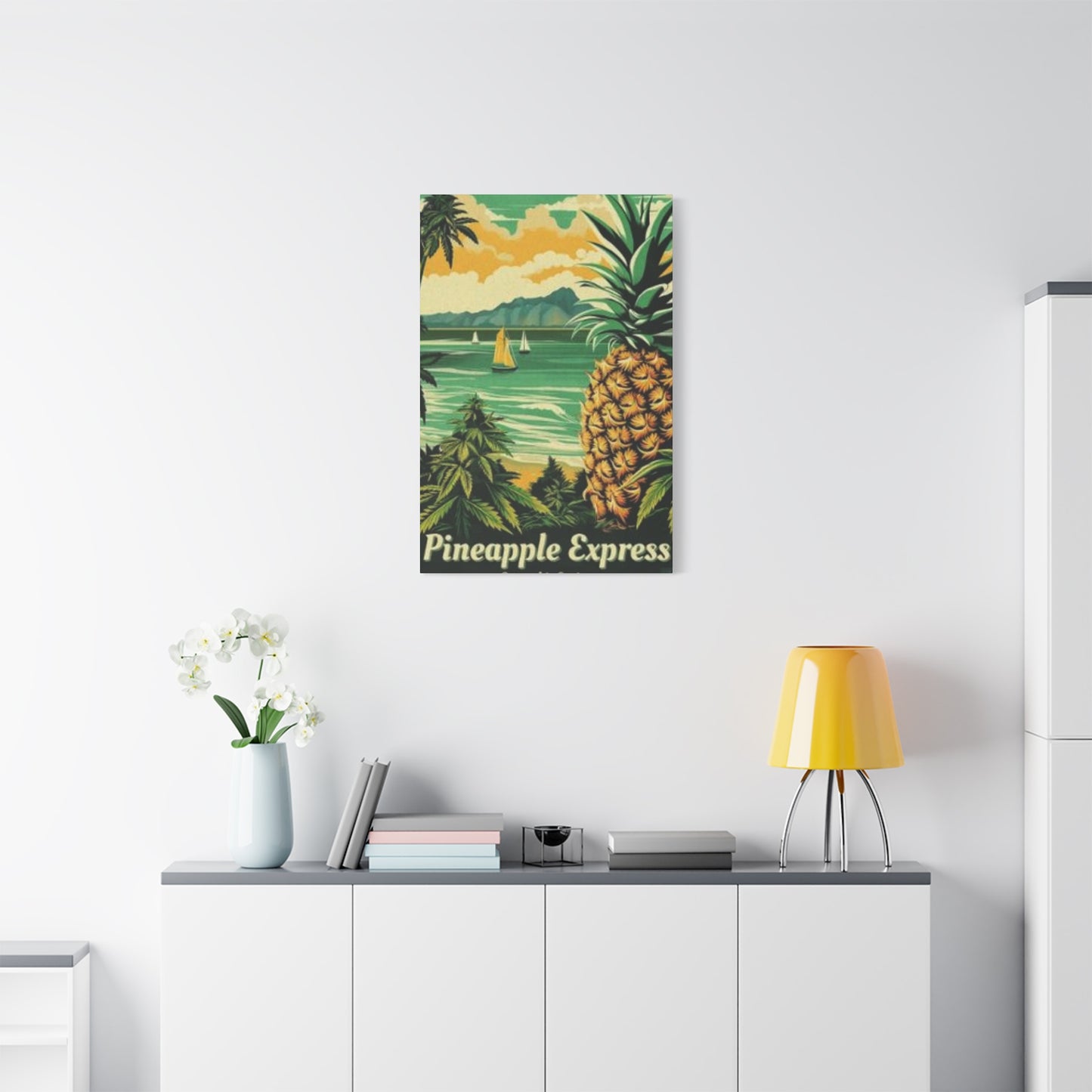 Pineapple On Beach Marijuana Wall Art & Canvas Prints