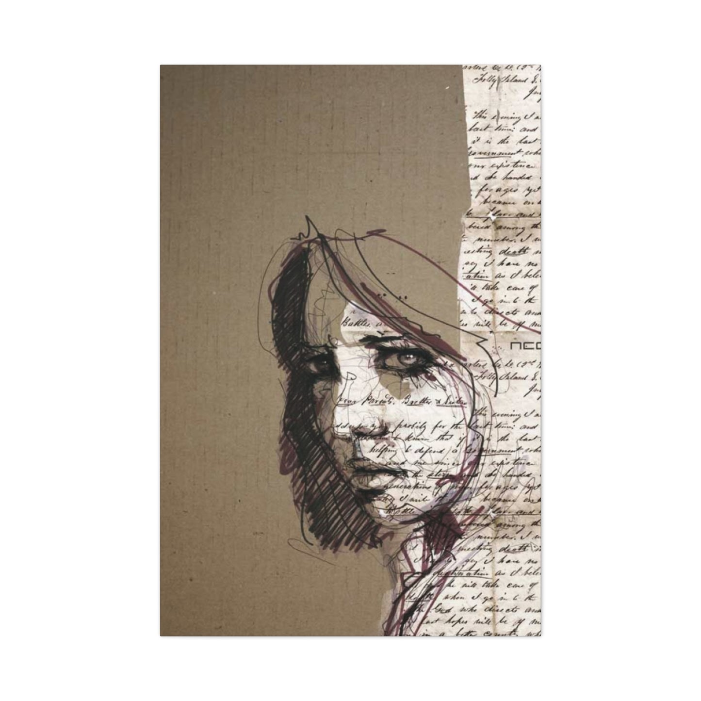 Short Hair Girl Abstract Painting Mixed Media Wall Art & Canvas Prints