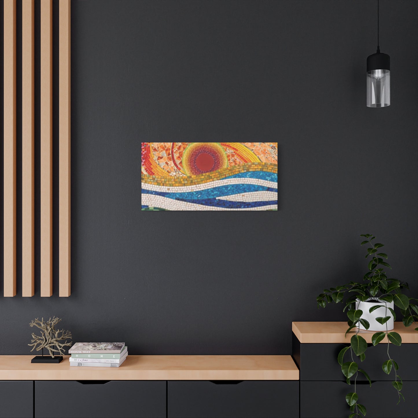 Sunset in Ocean Tiled Painting Panoramas Wall Art & Canvas Prints