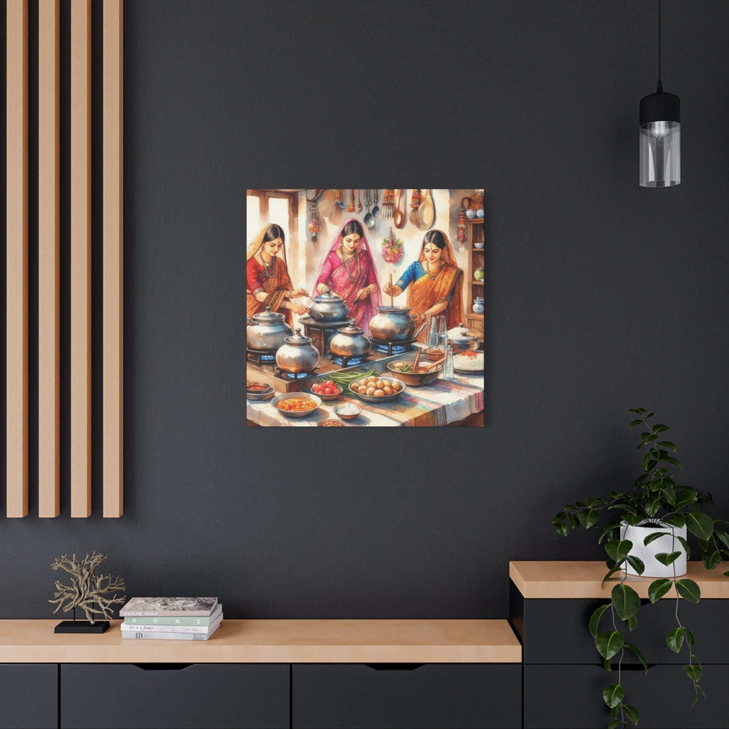 Indian Women Cooking Wall Art & Canvas Prints