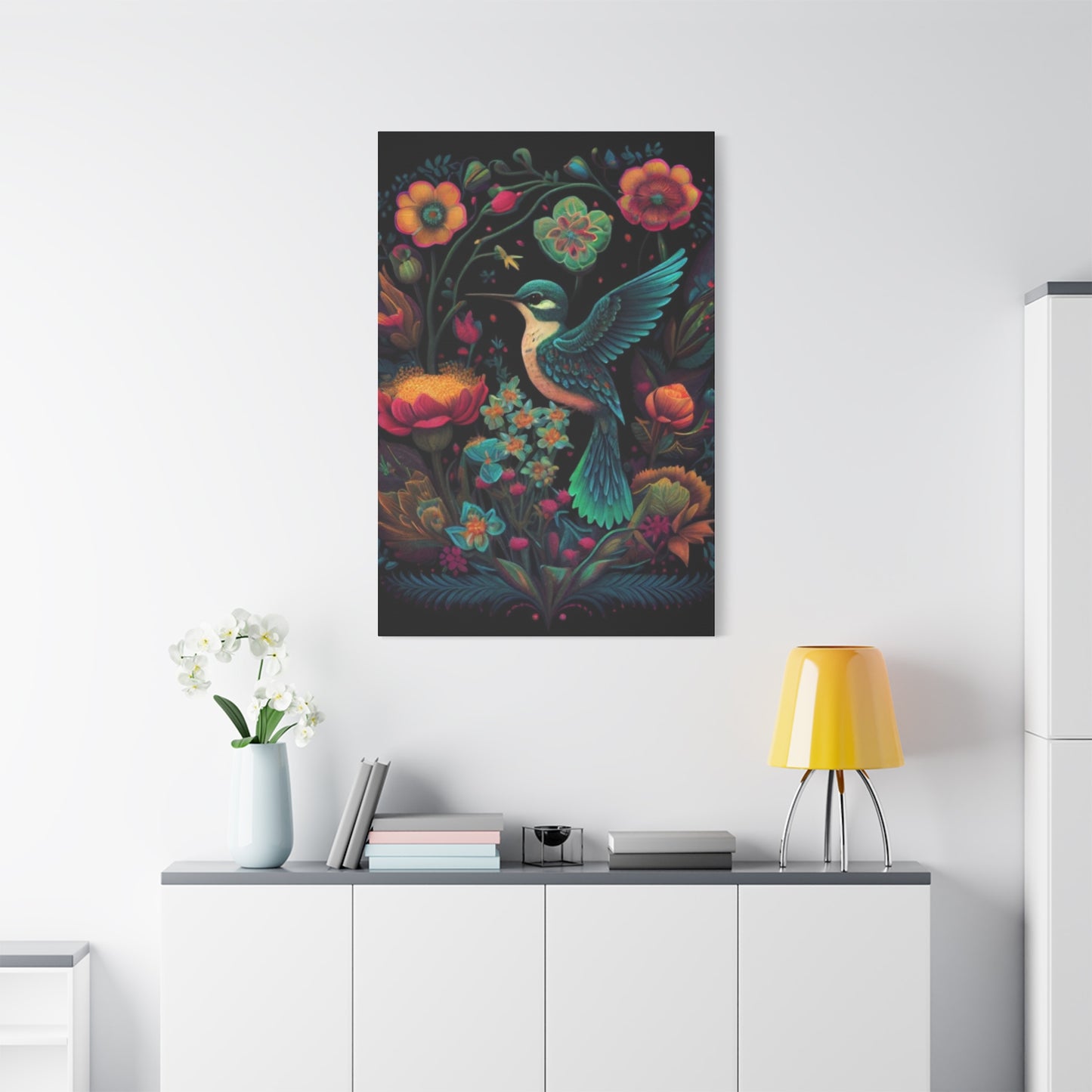 Humming Bird Closeup Painting Wall Art & Canvas Prints