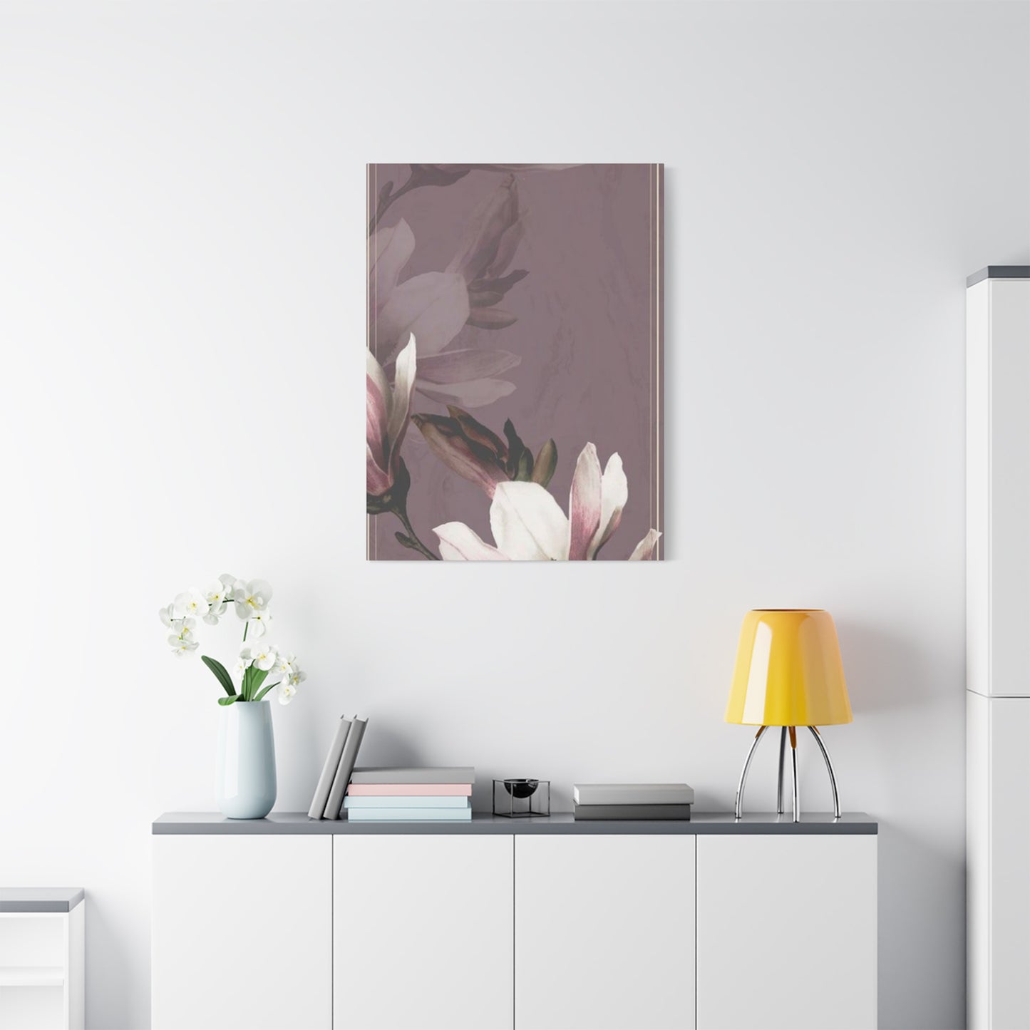 Purple Magnolia Flower with Painting Wall Art & Canvas Prints