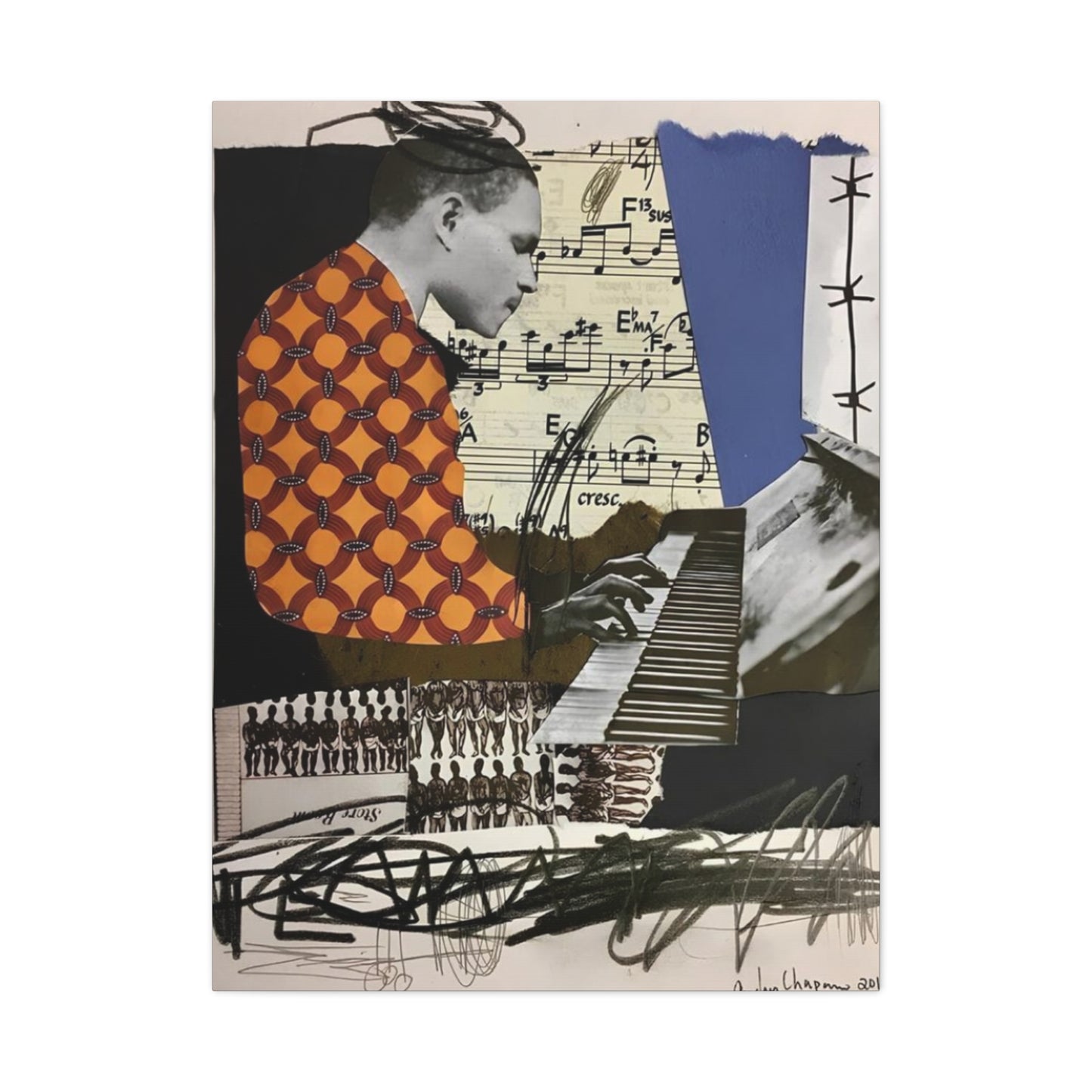 Man Playing Piano Abstract Mixed Media Wall Art & Canvas Prints