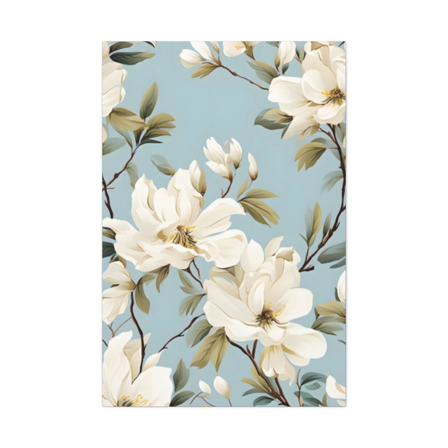 Blue Magnolia Flower Family Painting Wall Art & Canvas Prints