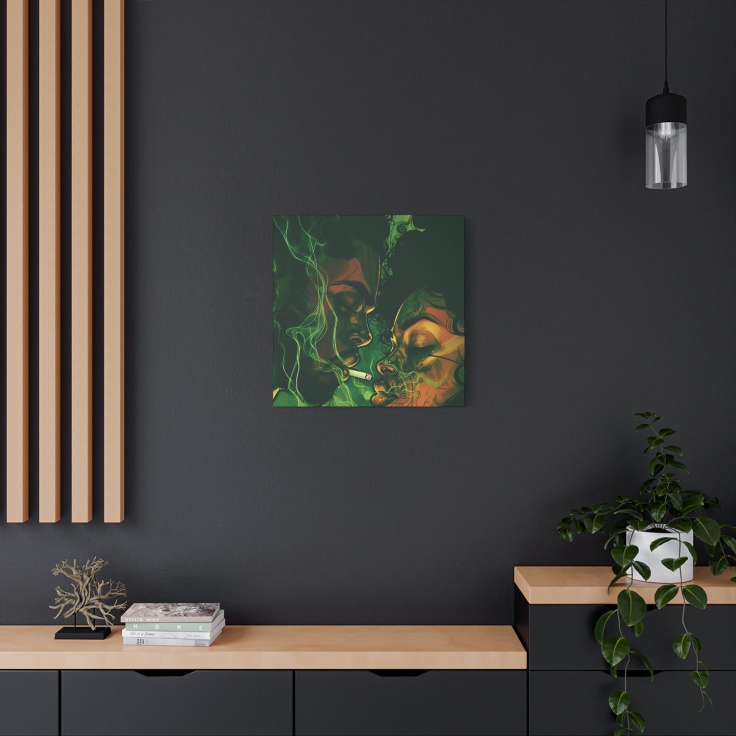 Couple With Joint Marijuana Wall Art & Canvas Prints