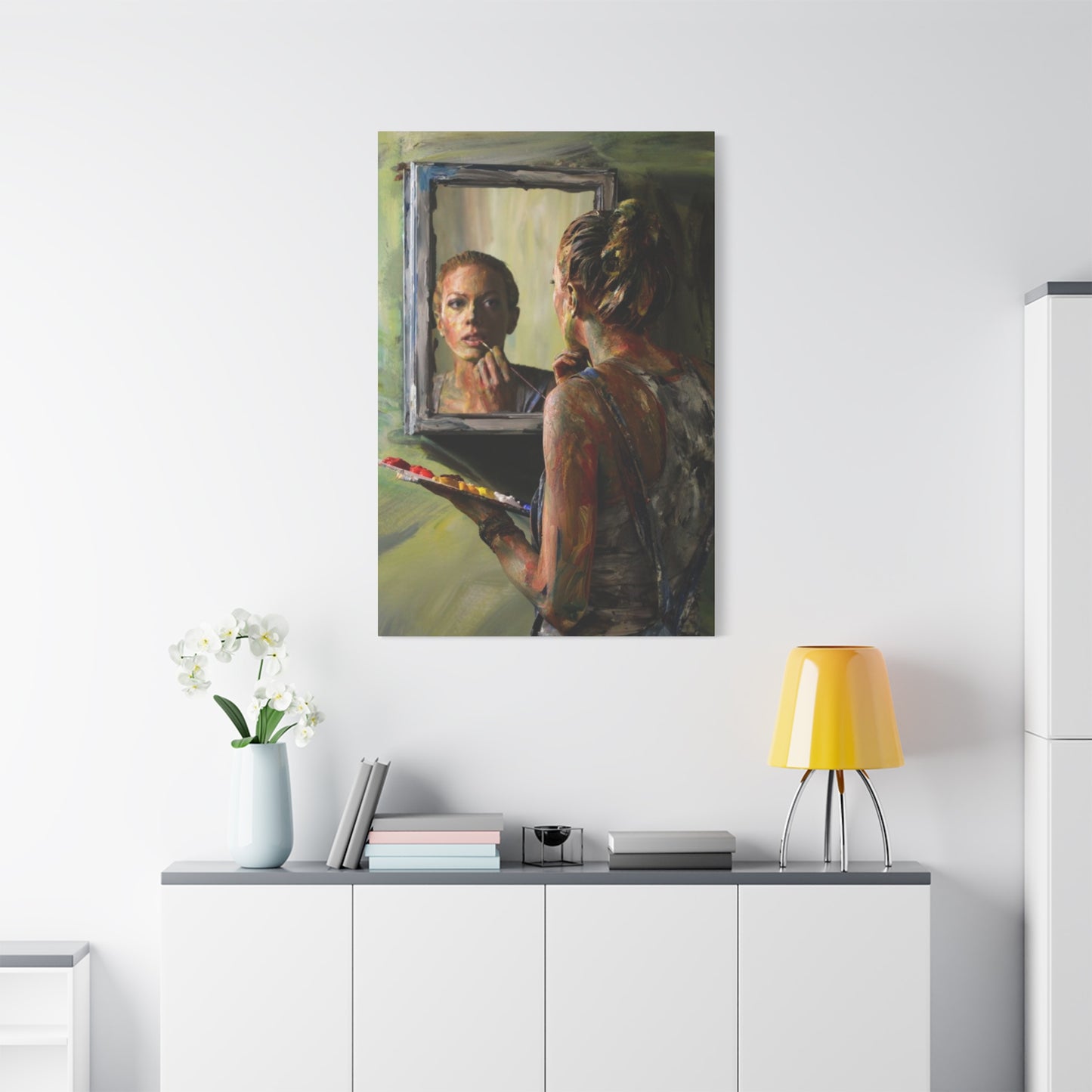 Girl Painting A Painting Mixed Media Wall Art & Canvas Prints