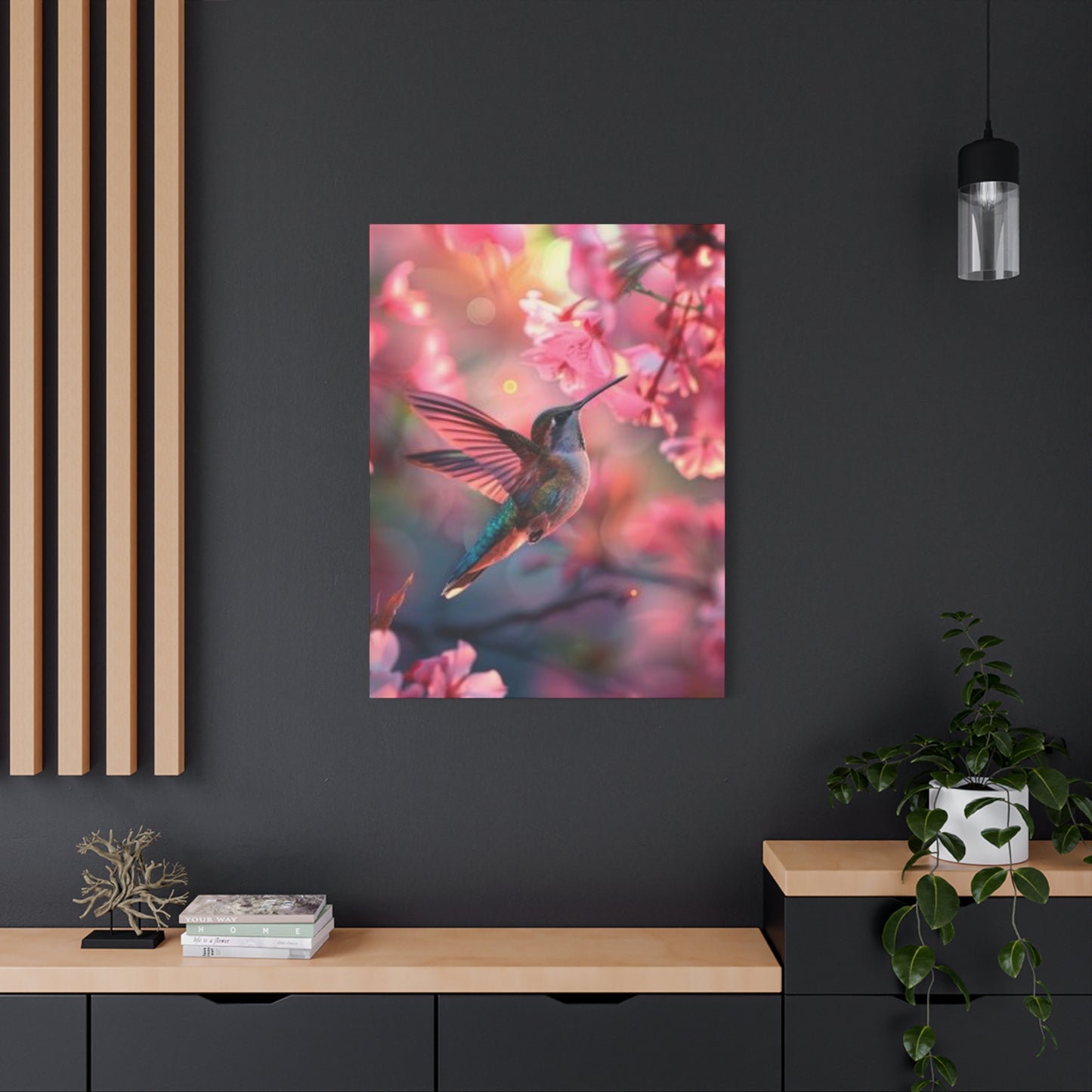 Pink Humming Bird Candid Painting Wall Art & Canvas Prints