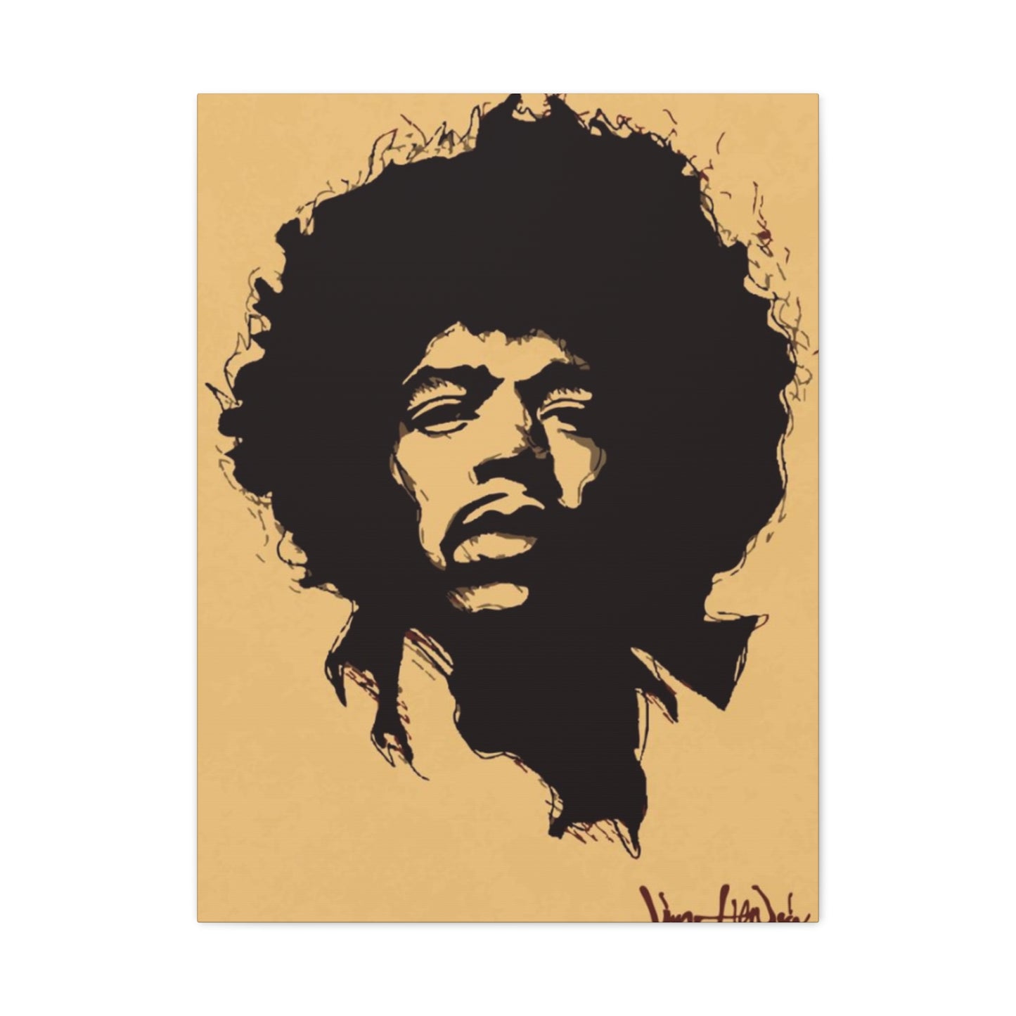 Jimi Hendrix Brown Poster Wall Art & Canvas Prints