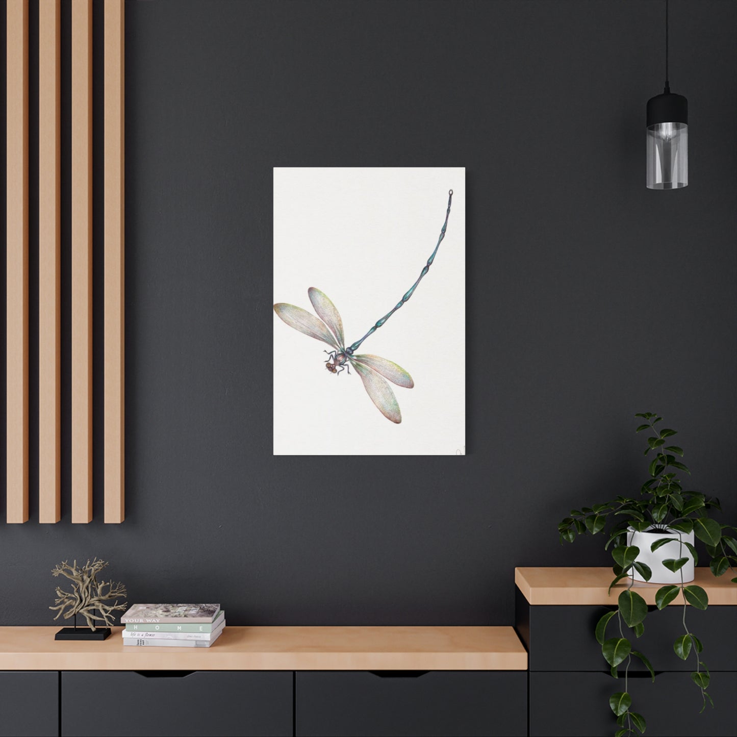 Long Blue Tail Dragonfly Wall Art & Canvas Prints