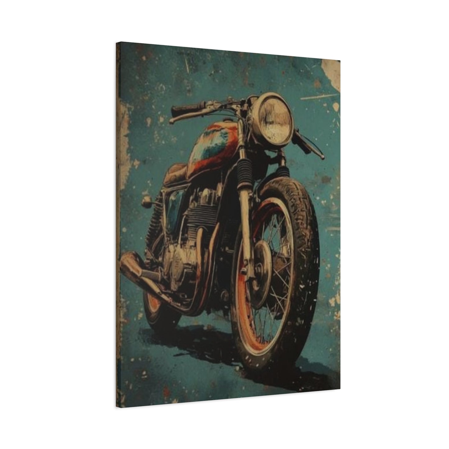 Blue Red Classic Poster Motorcycle Wall Art & Canvas Prints