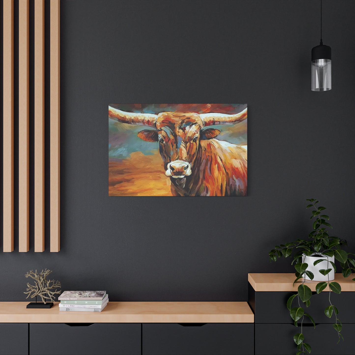 Hairy Bull Long Horns Drawing Wall Art & Canvas Prints