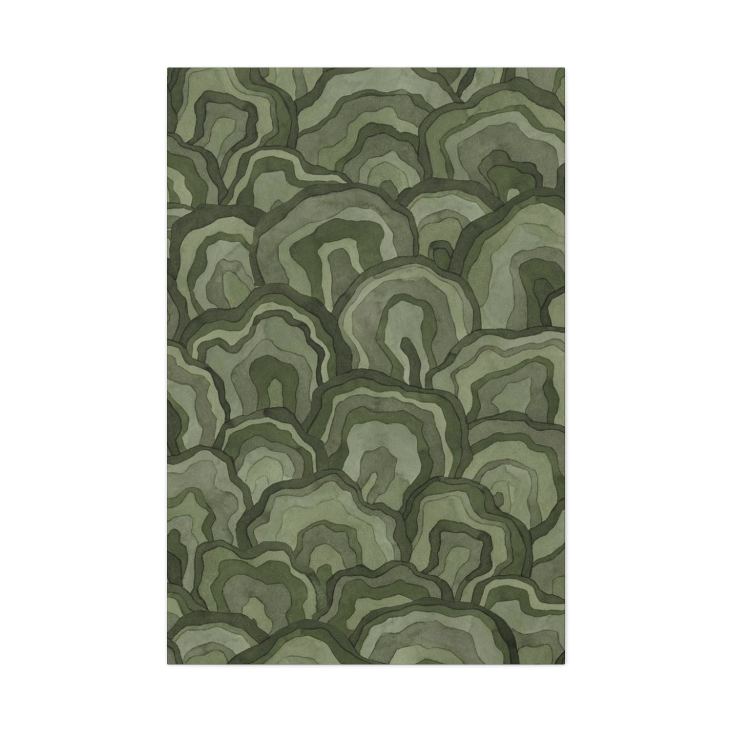 Olive Green Flower Pattern Wall Art & Canvas Prints