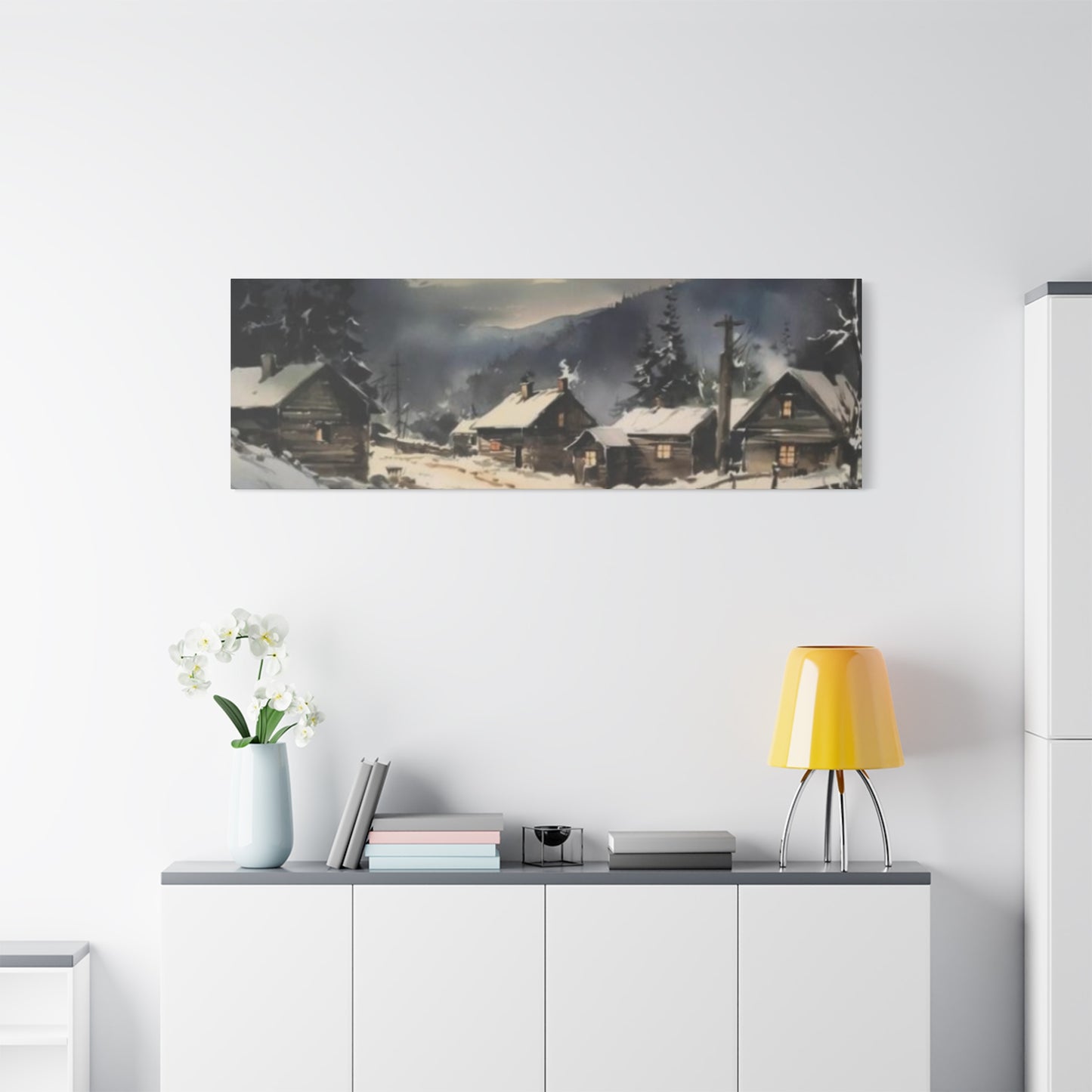 Hut In Snowy Mountain Panoramas Wall Art & Canvas Prints