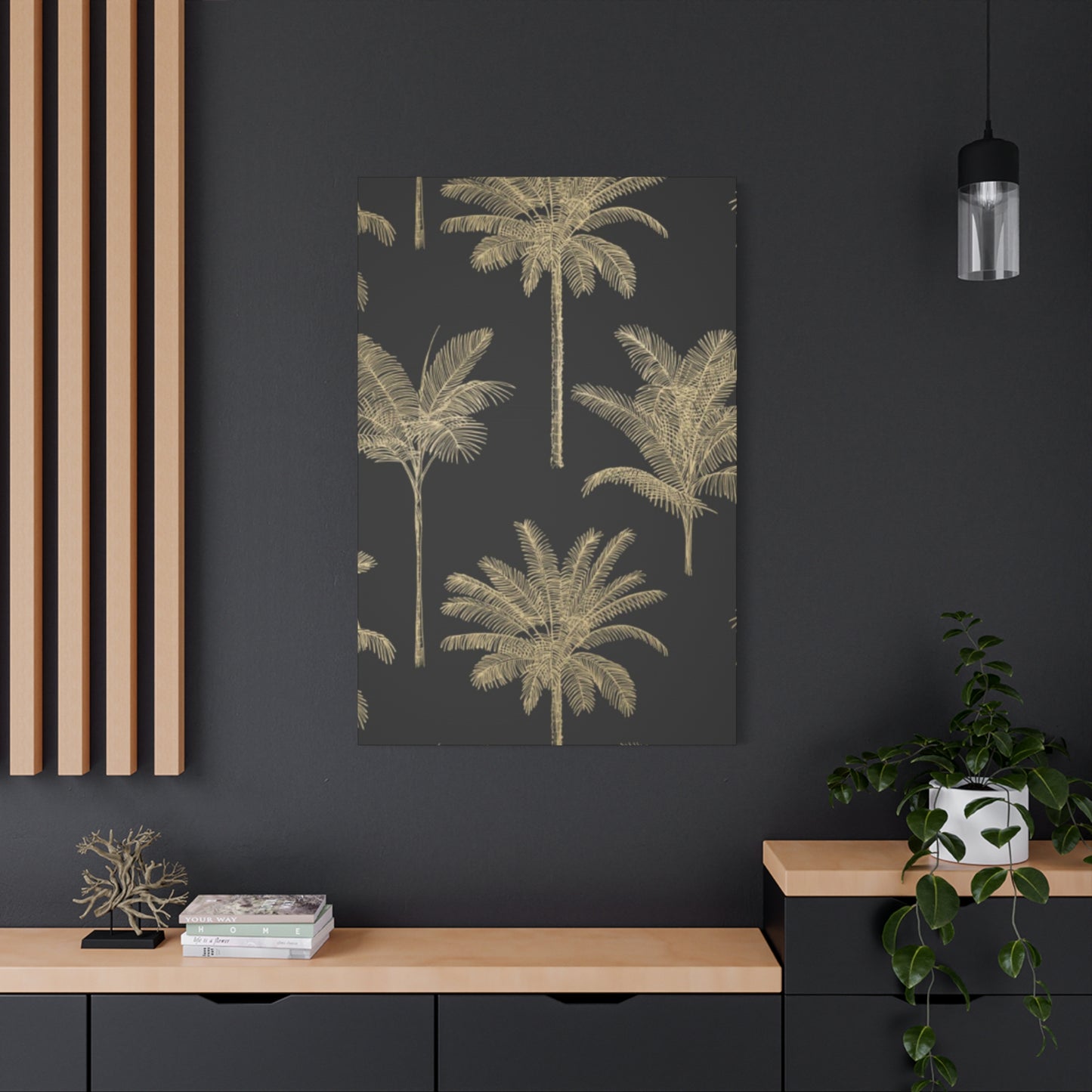 Blue & Golden Palm Tree Wall Art & Canvas Prints