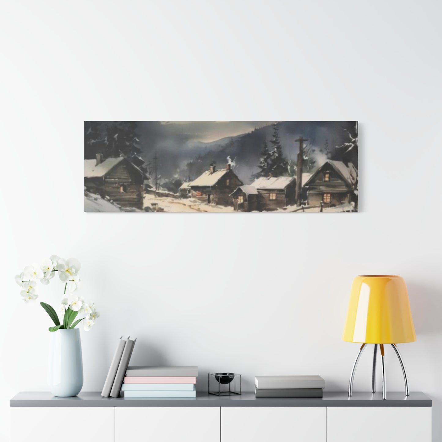 Hut In Snowy Mountain Panoramas Wall Art & Canvas Prints