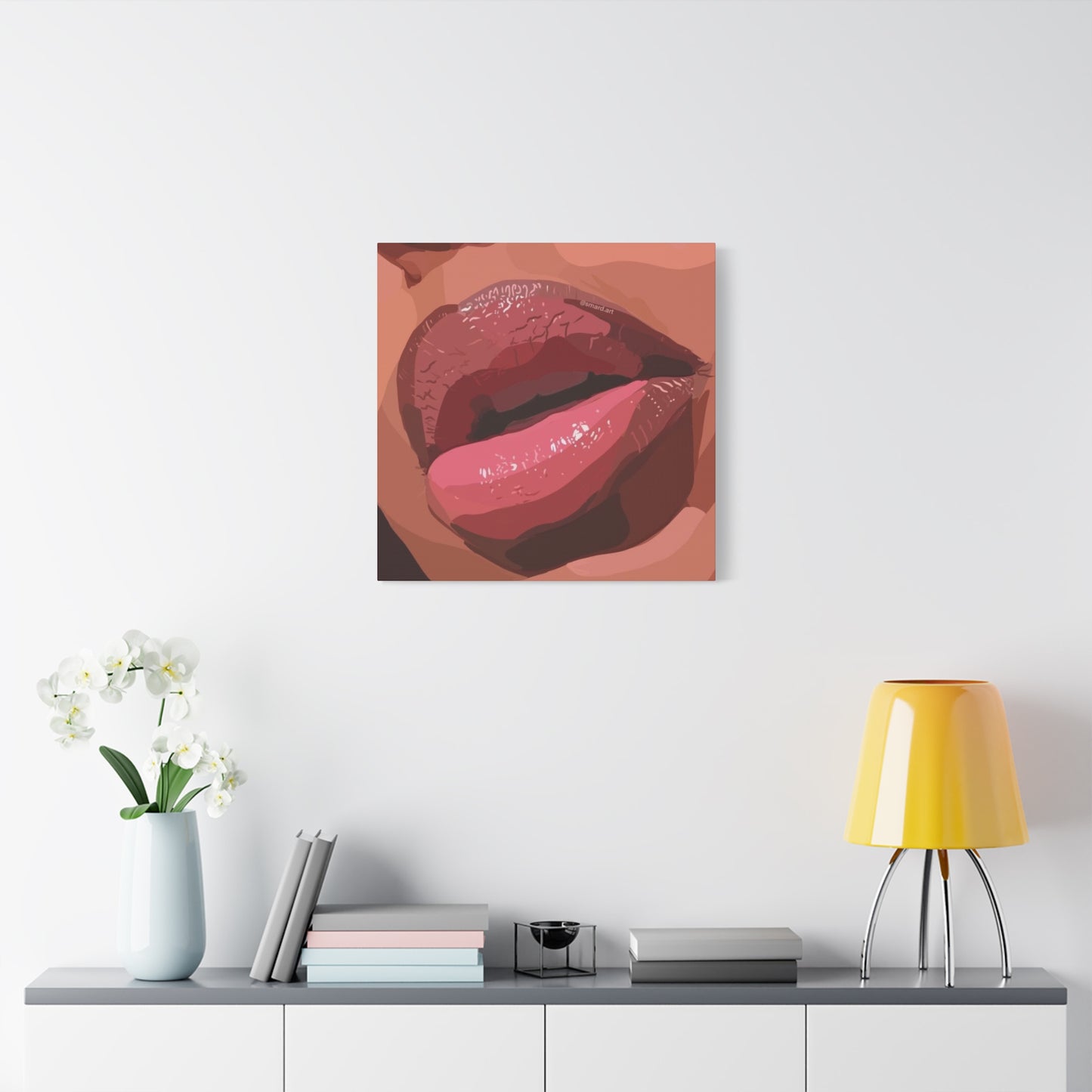 Model Dark Lips Painting Wall Art & Canvas Prints