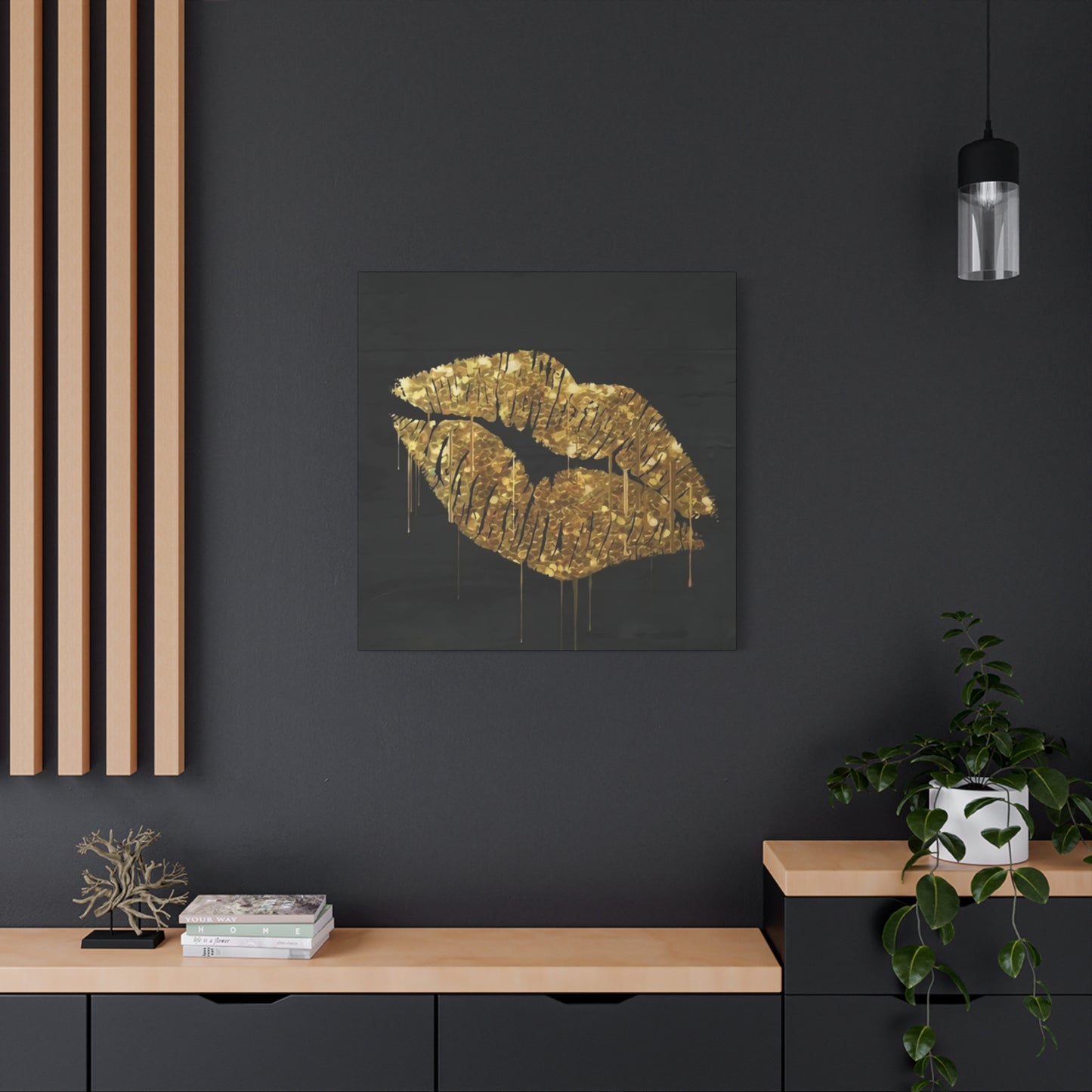 Golden Lips Wall Art & Canvas Prints