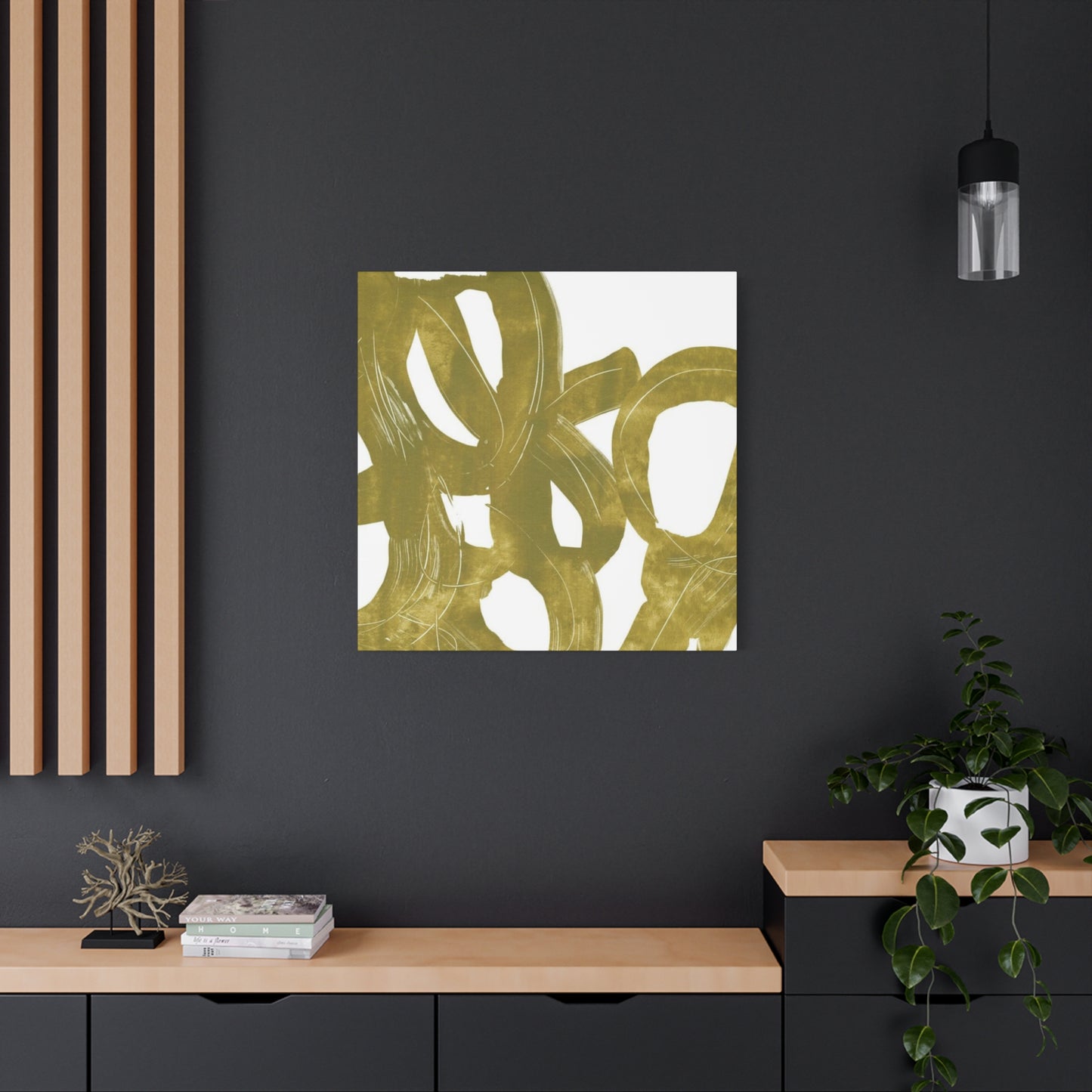 Circular Olive Green Painting Wall Art & Canvas Prints