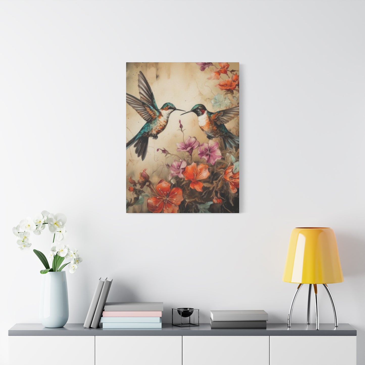 Humming Bird Couple Painting Wall Art & Canvas Prints