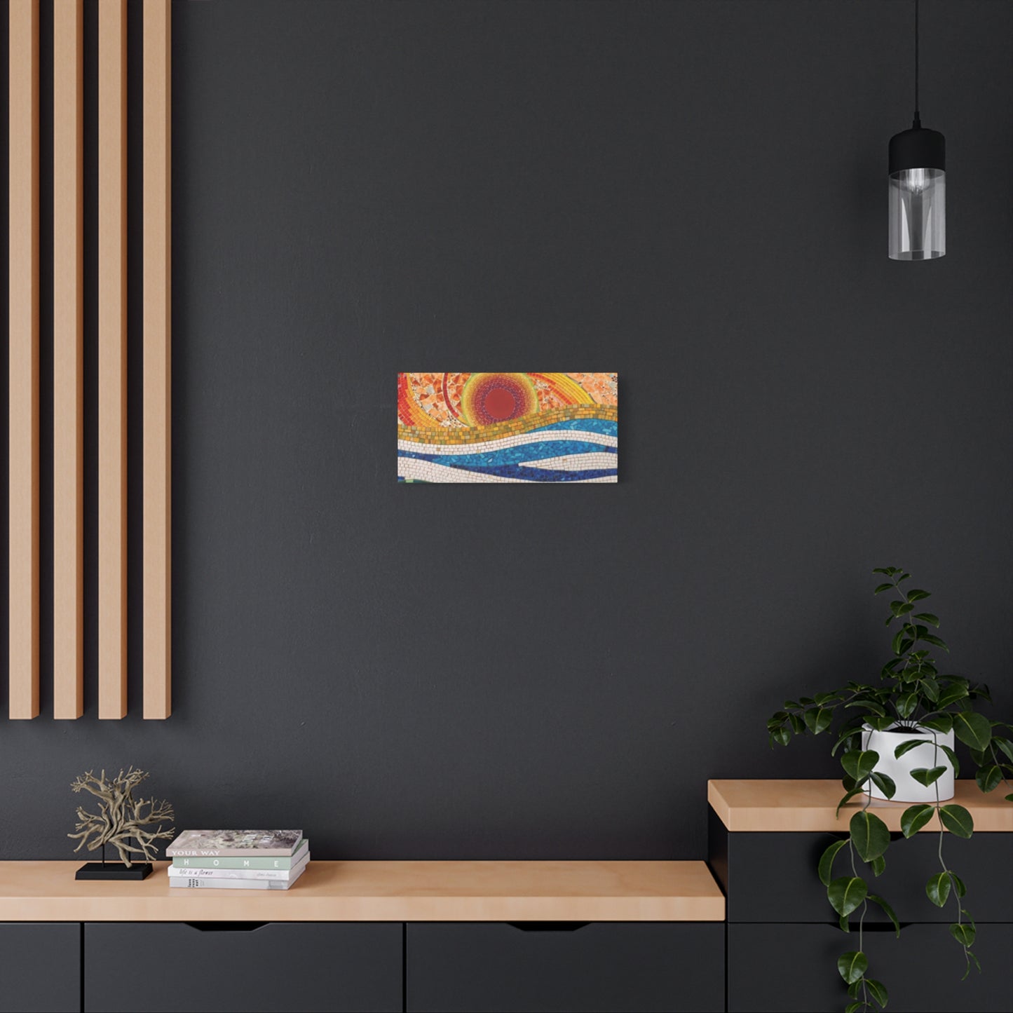 Sunset in Ocean Tiled Painting Panoramas Wall Art & Canvas Prints