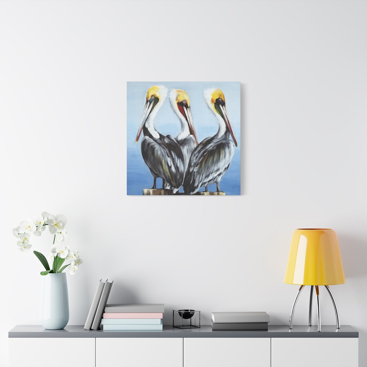 Three Pelican Family Poster Wall Art & Canvas Prints