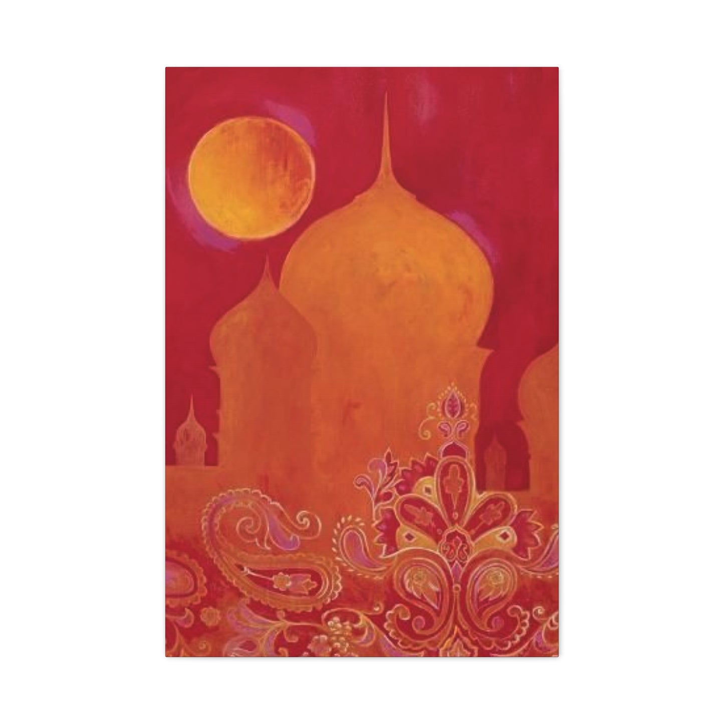 Red Moon Painting Moroccan Wall Art & Canvas Prints