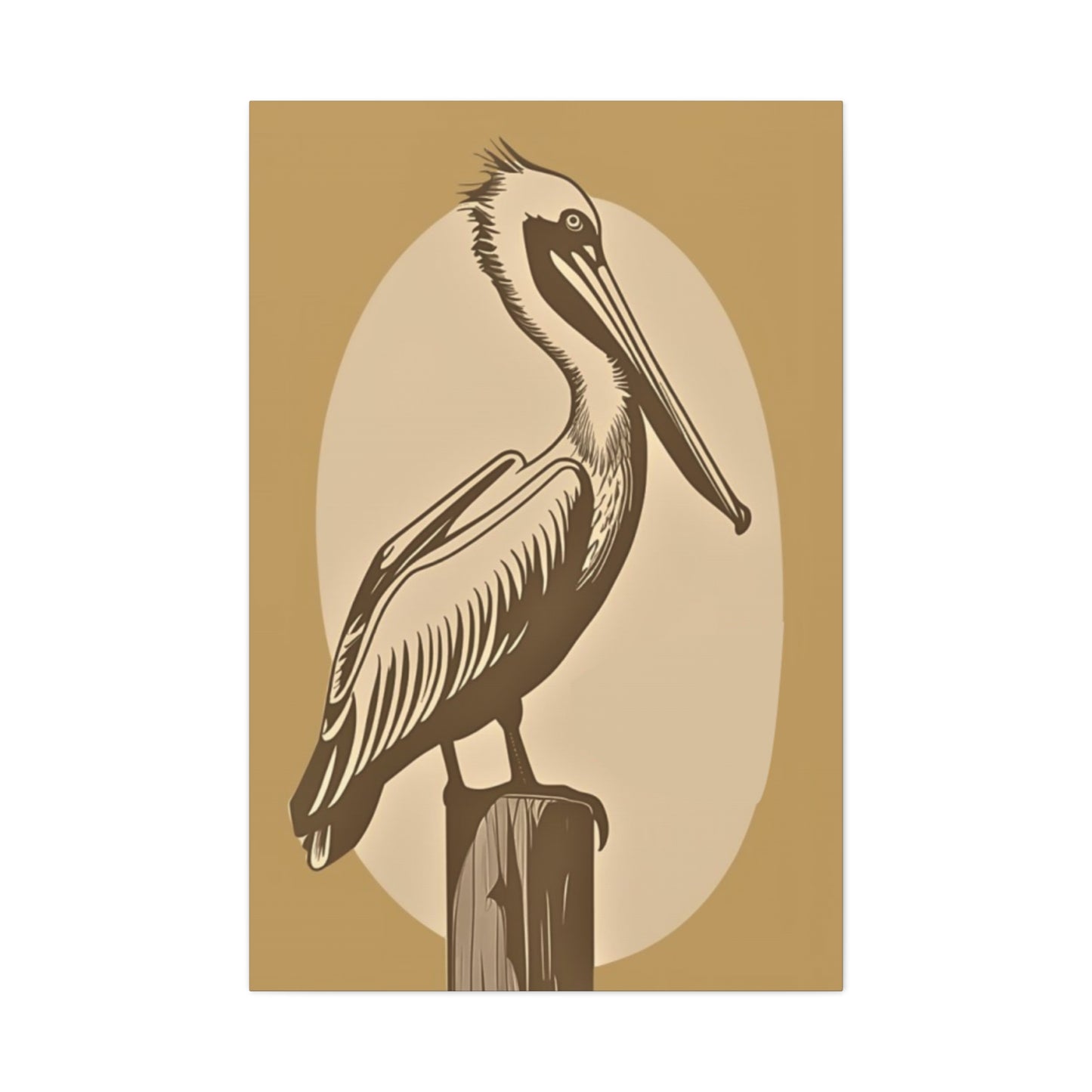 Long Beak Pelican Brown Painting Wall Art & Canvas Prints