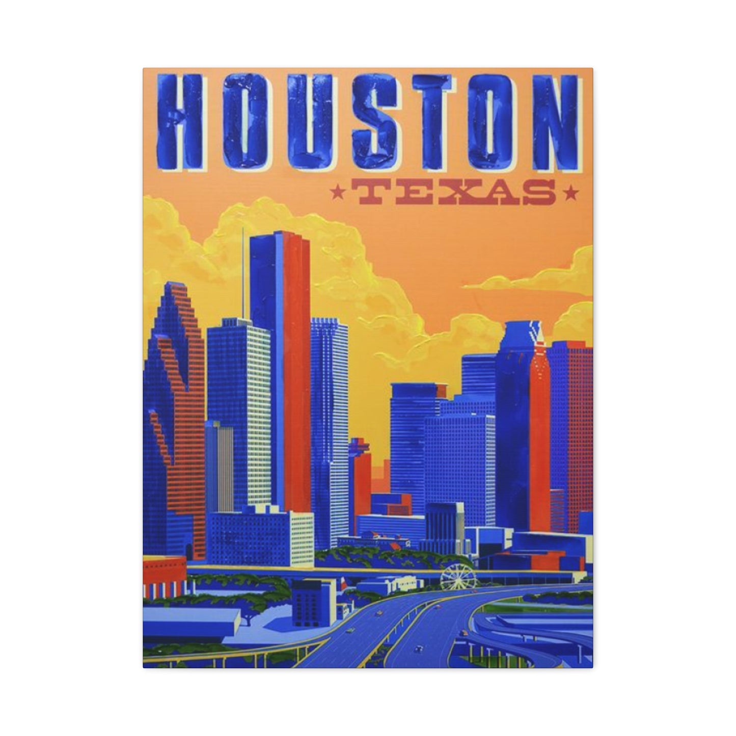 Colorful Houston Skyline Painting Wall Art & Canvas Prints