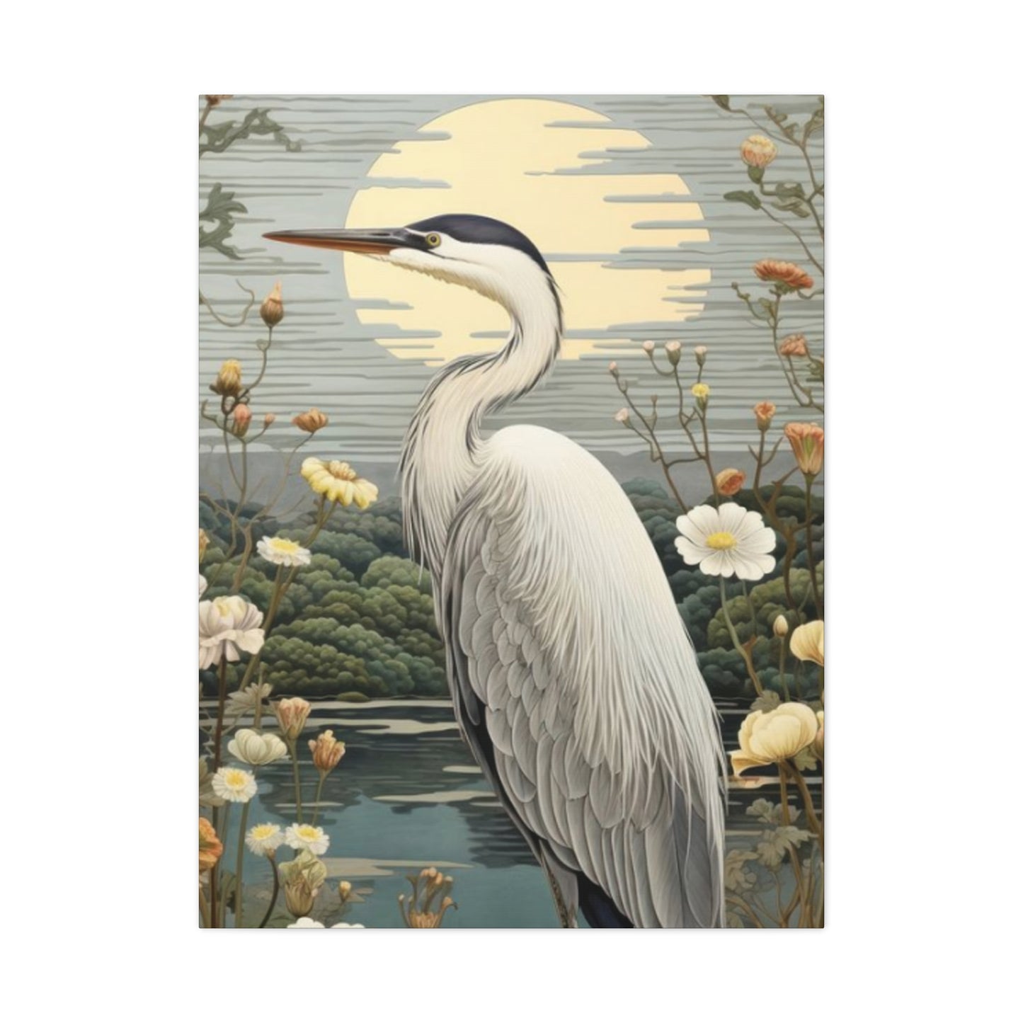 Herons With Flower Wall Art & Canvas Prints