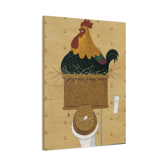 Chicken On Toilet Seat Kimble Warren Wall Art & Canvas Prints