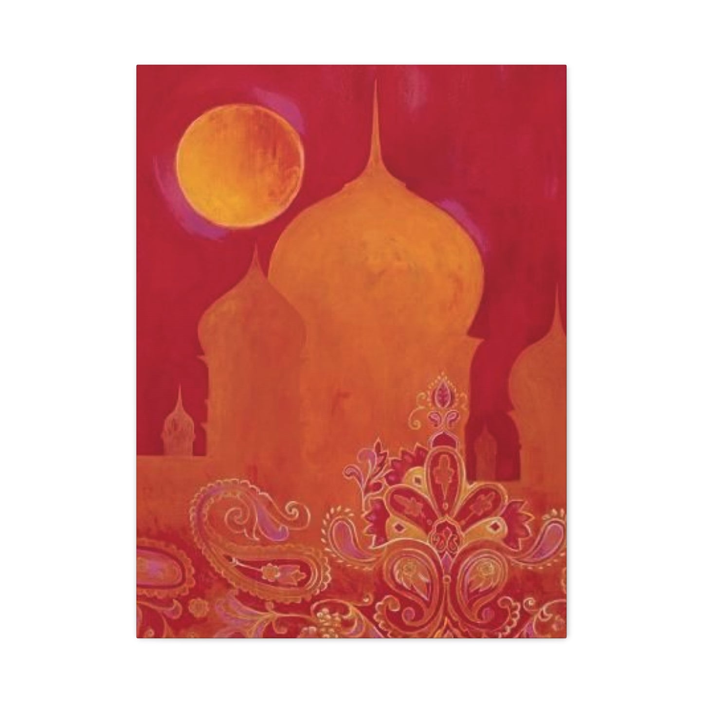 Red Moon Painting Moroccan Wall Art & Canvas Prints