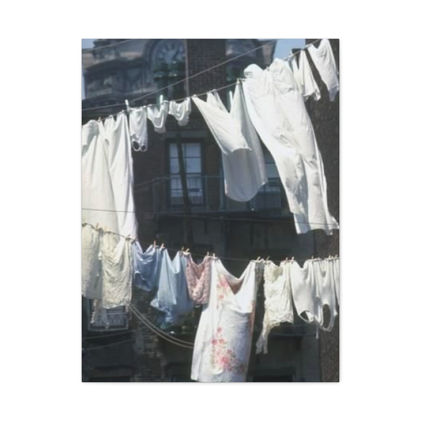 Clothes Drying On Rope Poster Laundry Wall Art & Canvas Prints