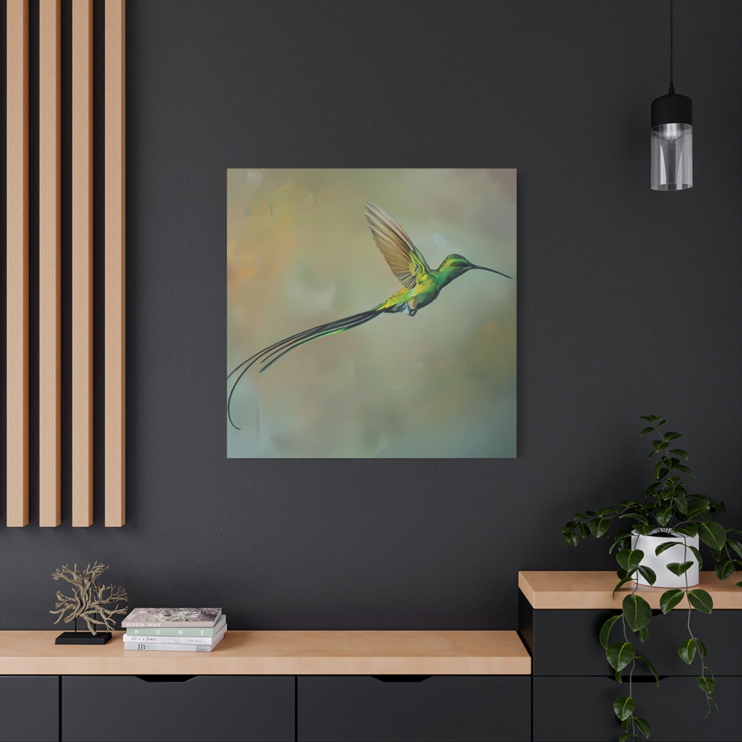 Long Tail Humming Bird Painting Wall Art & Canvas Prints