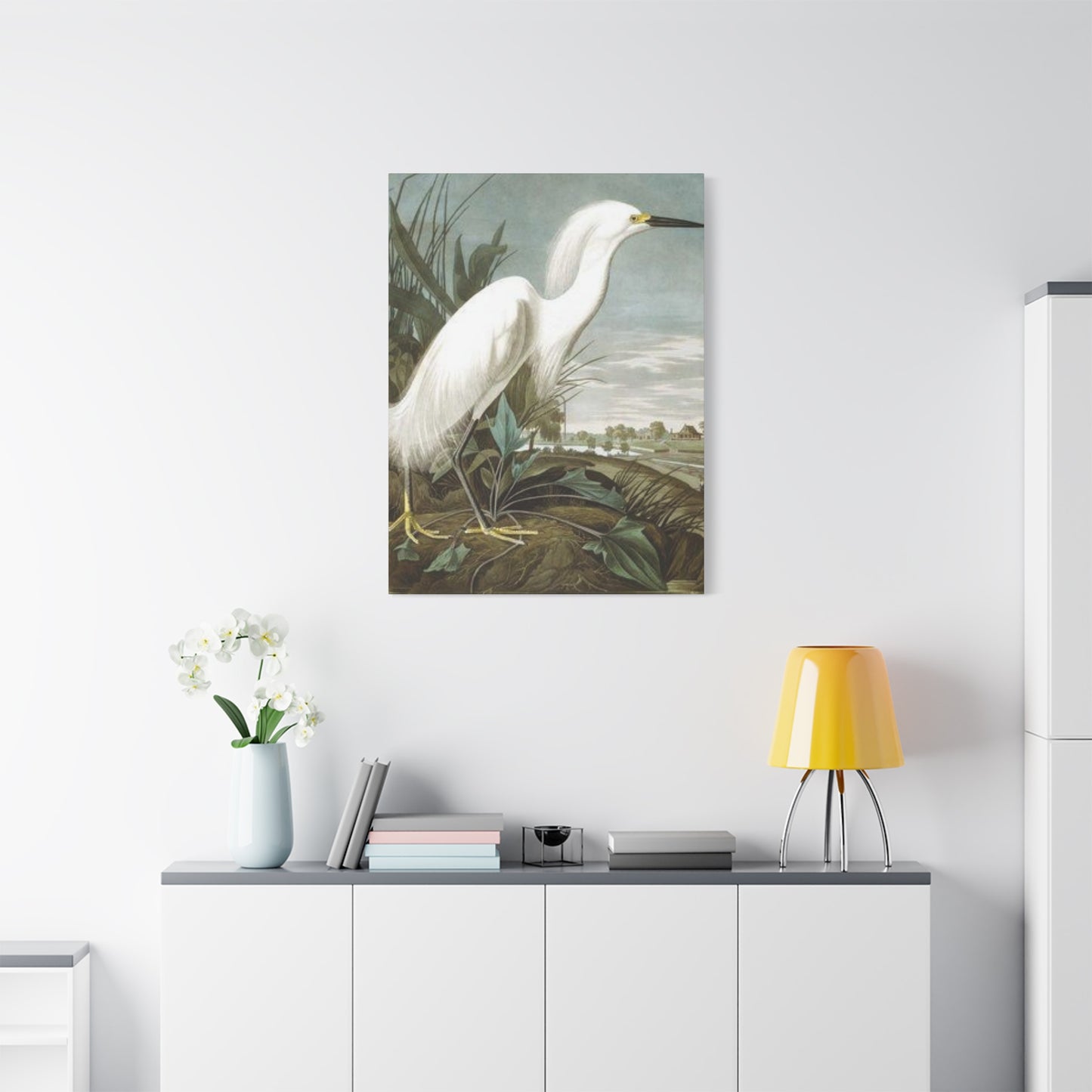 Long Beak White Heron Wall Art & Canvas Prints