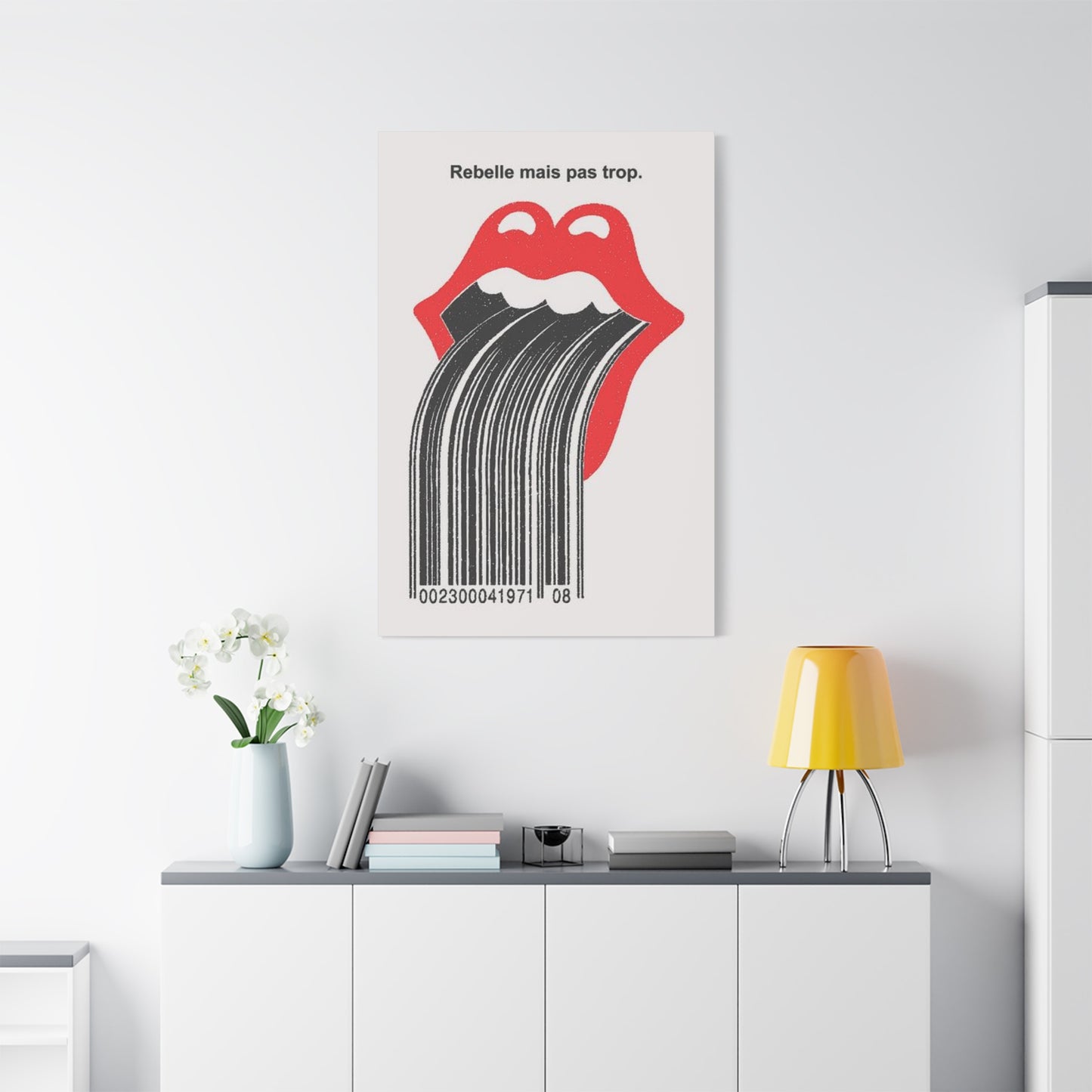 Bar Code Lips Painting Wall Art & Canvas Prints