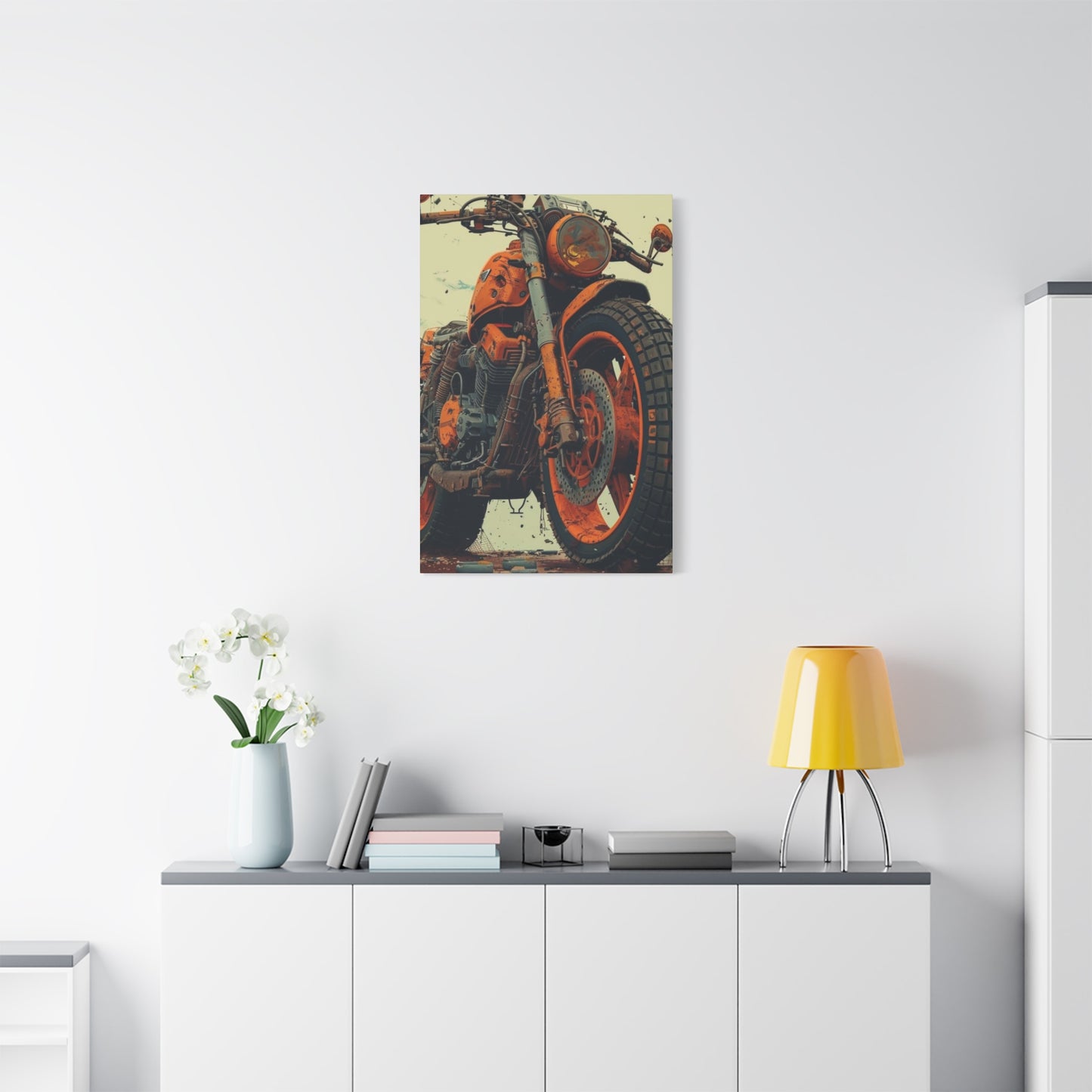 Orange Bike Poster Motorcycle Wall Art & Canvas Prints