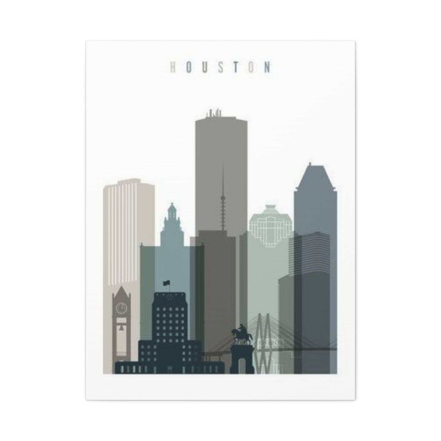 Houston Skyline Painting Wall Art & Canvas Prints