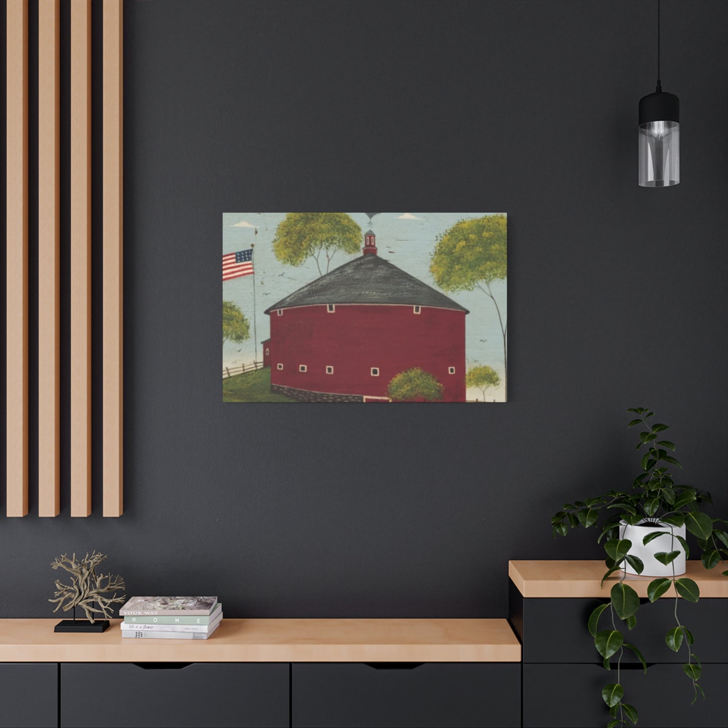 Red House And Flag Kimble Warren Wall Art & Canvas Prints