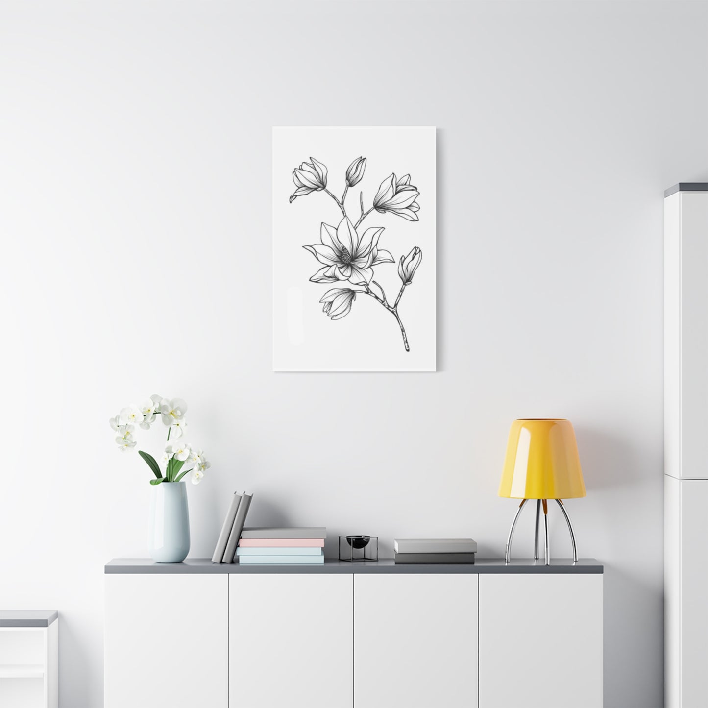 Magnolia Flower Sketch Wall Art & Canvas Prints