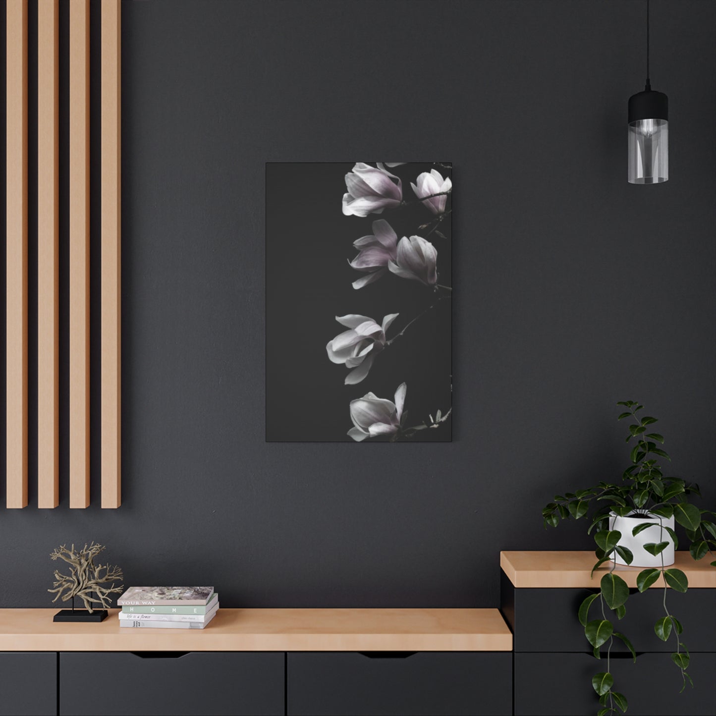 Pink Magnolia Flower with Painting Wall Art & Canvas Prints