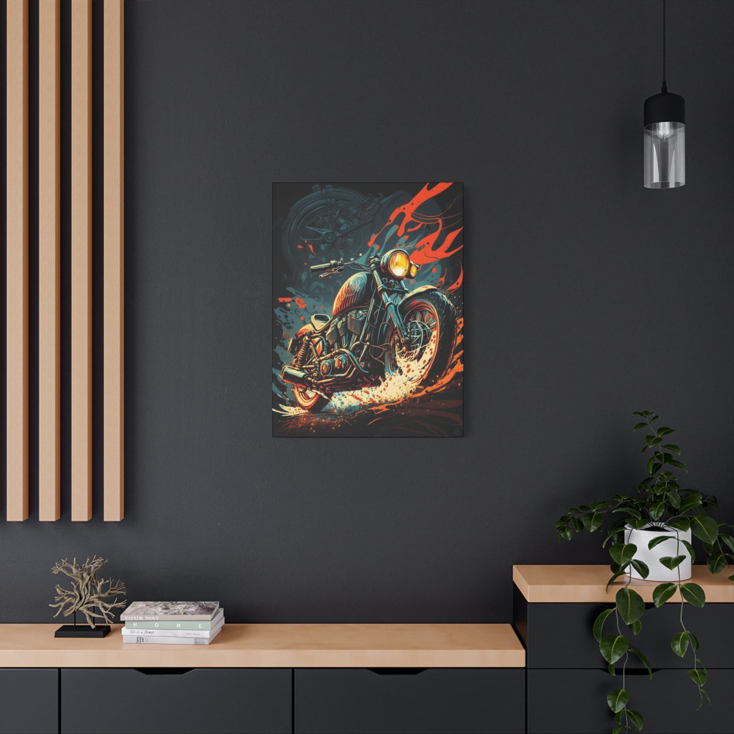 Black Ghost Rider Motorcycle Wall Art & Canvas Prints