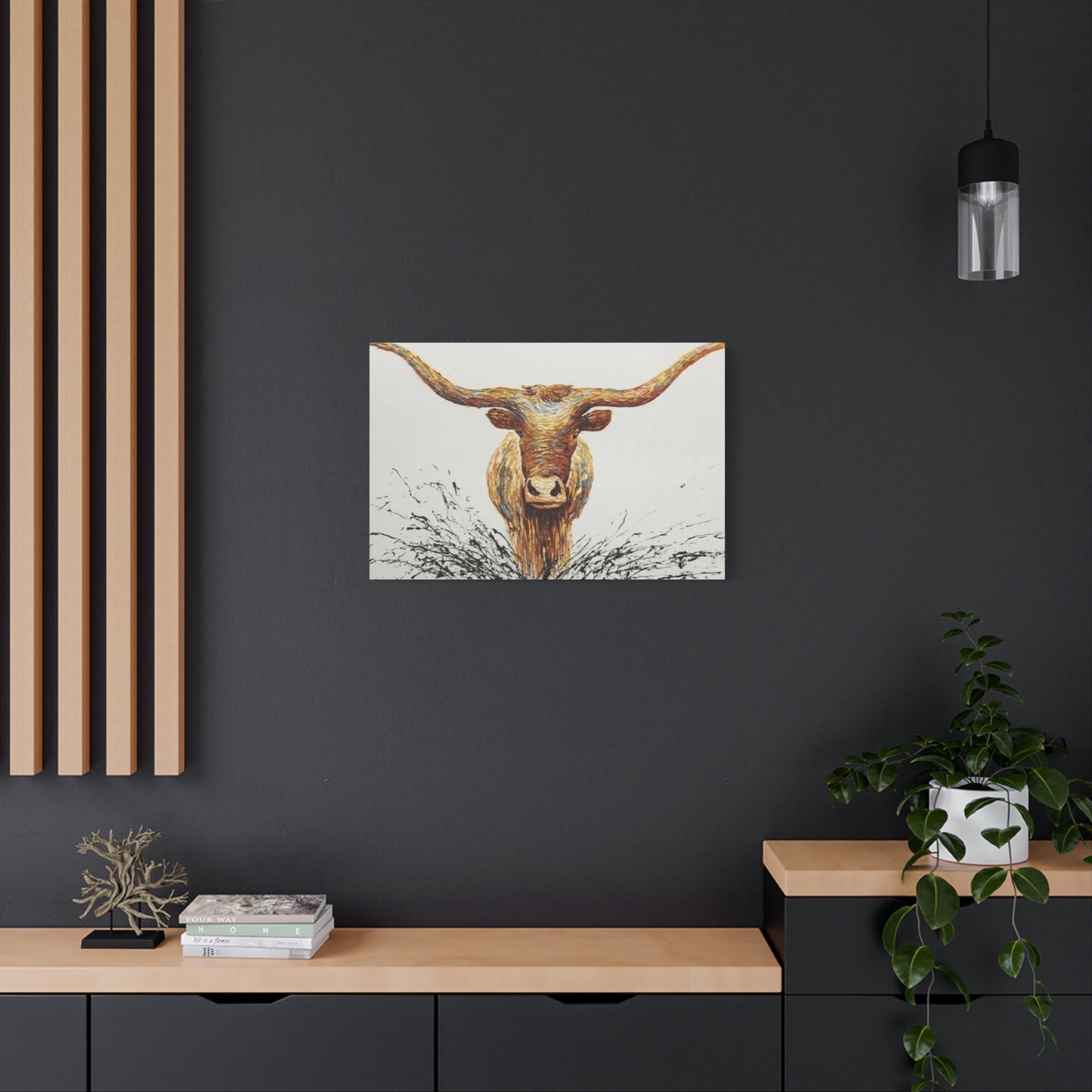 Bull Long Horns Drawing Wall Art & Canvas Prints