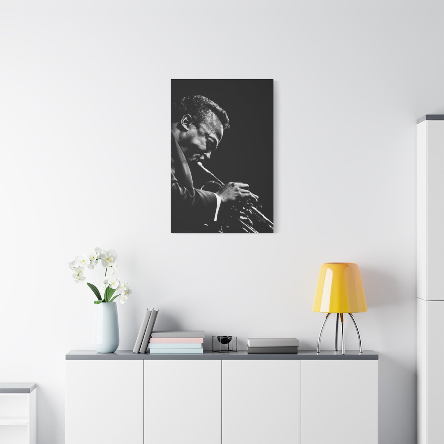 Black And White Jazz Instrument Artist Wall Art & Canvas Prints