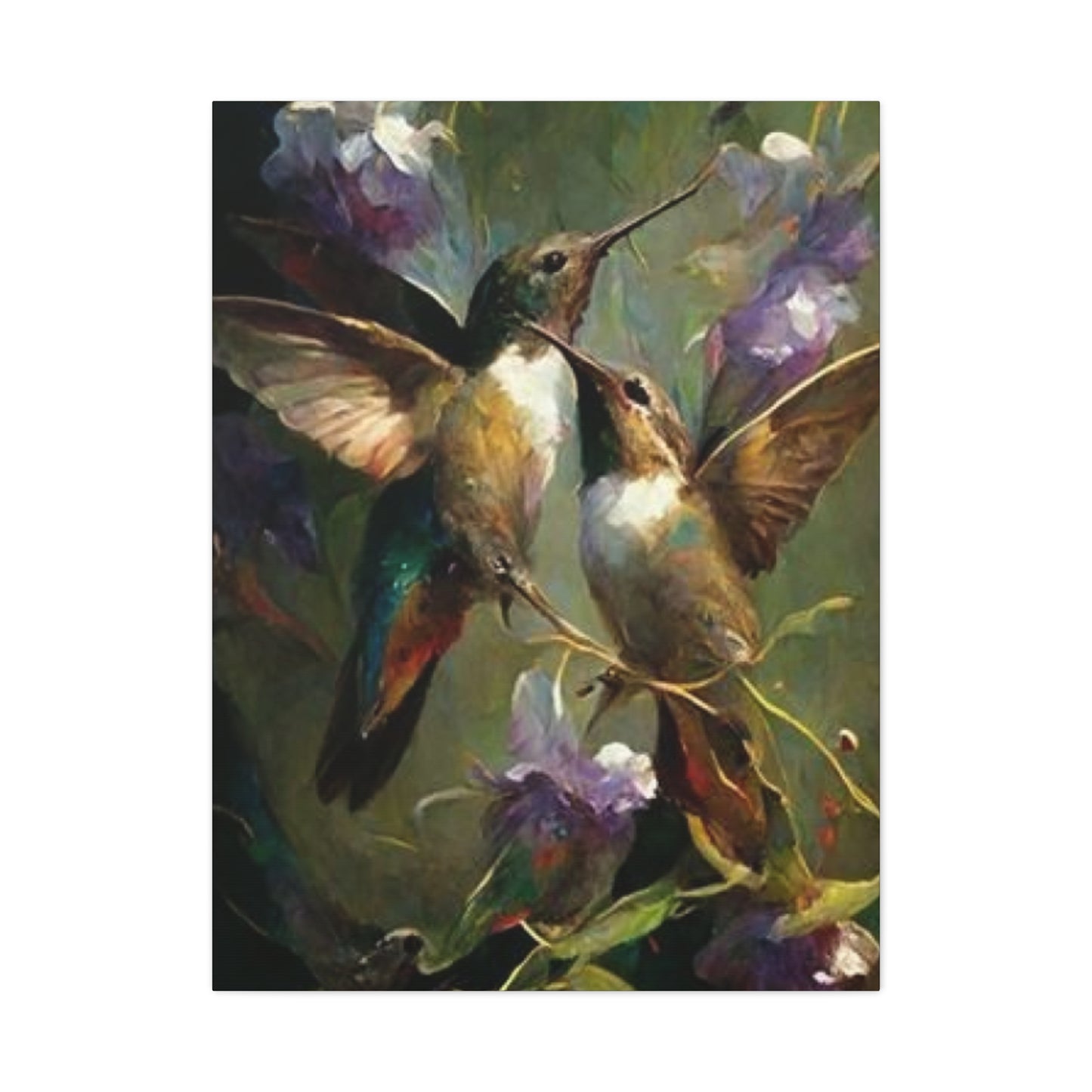 Colorful Humming Bird Couple Painting Wall Art & Canvas Prints