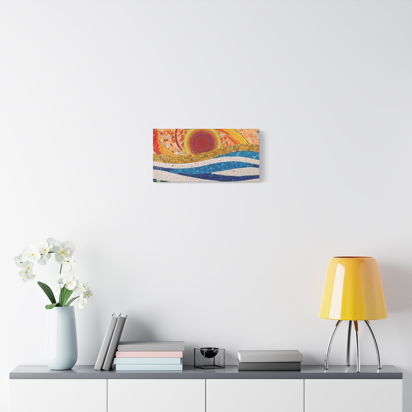 Sunset in Ocean Tiled Painting Panoramas Wall Art & Canvas Prints