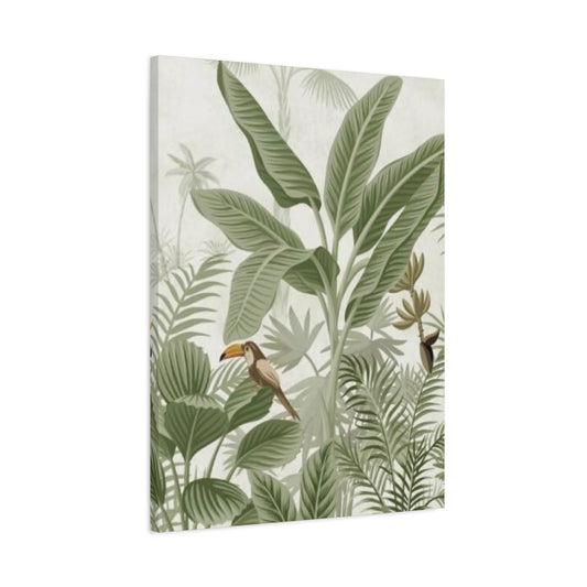 Beautiful Olive Green Plant & Bird Poster Wall Art & Canvas Prints