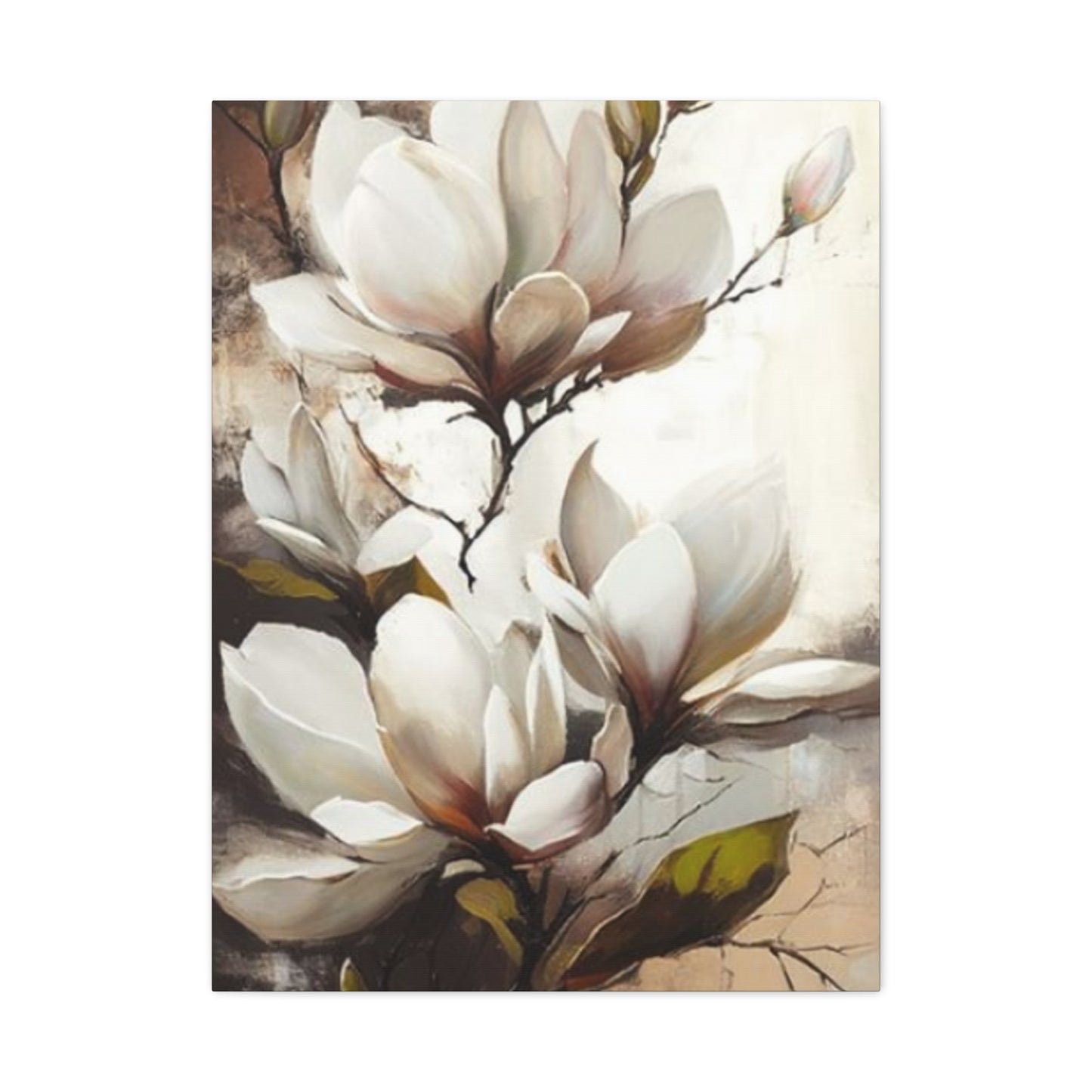 White Magnolia Flower Plant Painting Wall Art & Canvas Prints