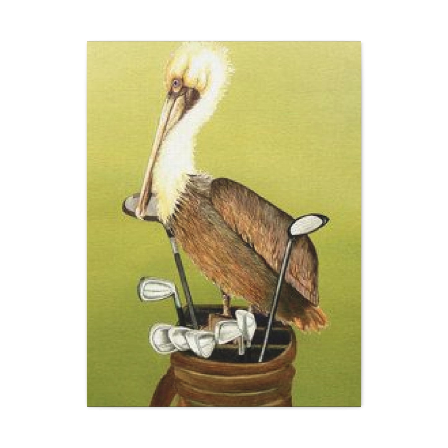 Pelican On a Golf Bag Painting Wall Art & Canvas Prints