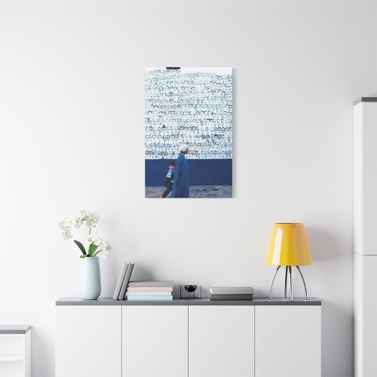 Blue Color Women & Child Moroccan Wall Art & Canvas Prints