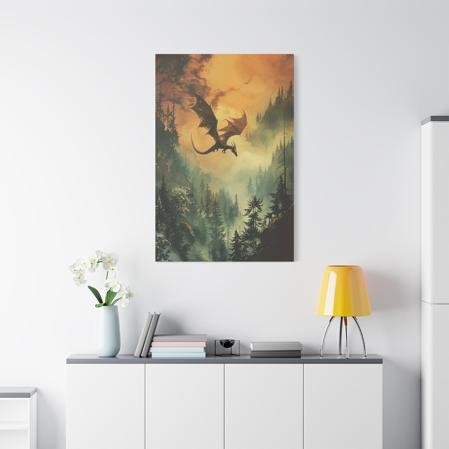 Dragon Flying over Forest Wall Art & Canvas Prints